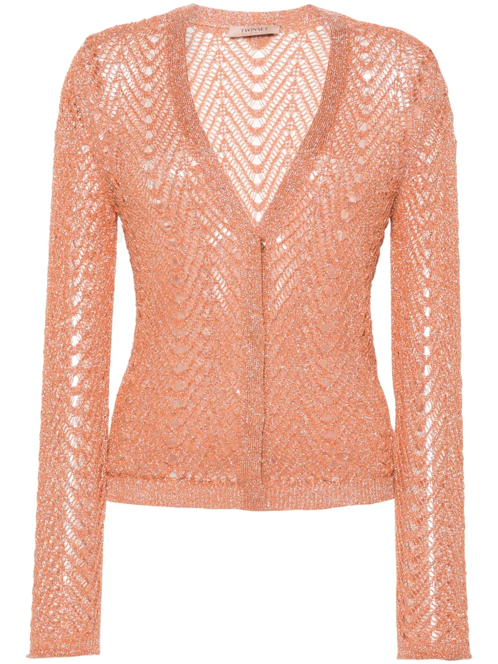 twinset cardigan en maille ajouré - orange