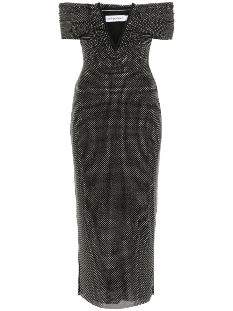 Self-Portrait vestido largo con detalles de strass