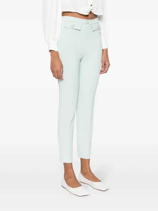 Elisabetta Franchi Pantaloni Slim Con Placca Logo Verde