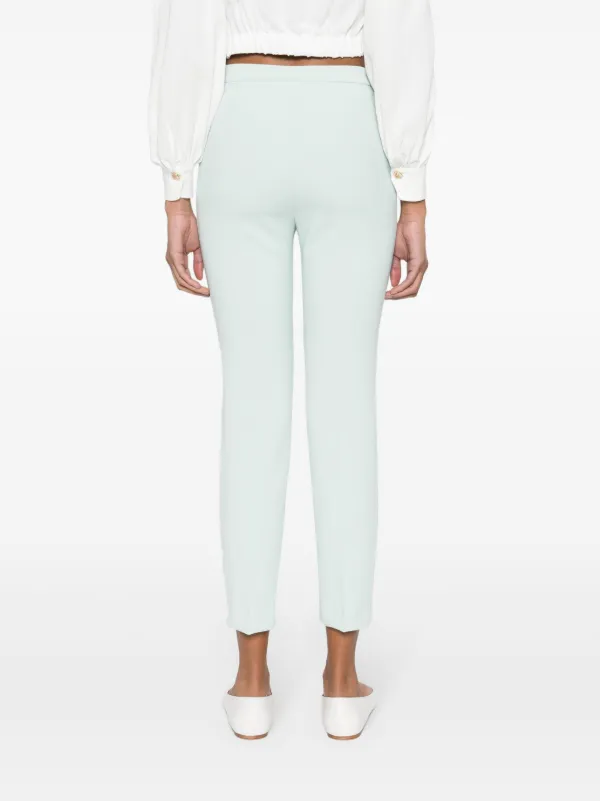 Elisabetta Franchi Pantaloni Slim Con Placca Logo Verde