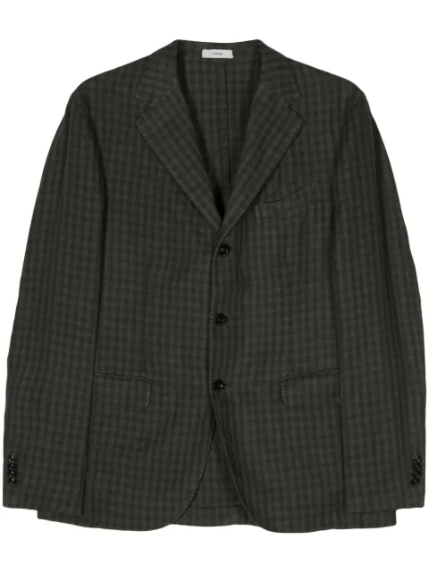Boglioli gingham linen single-breasted blazer
