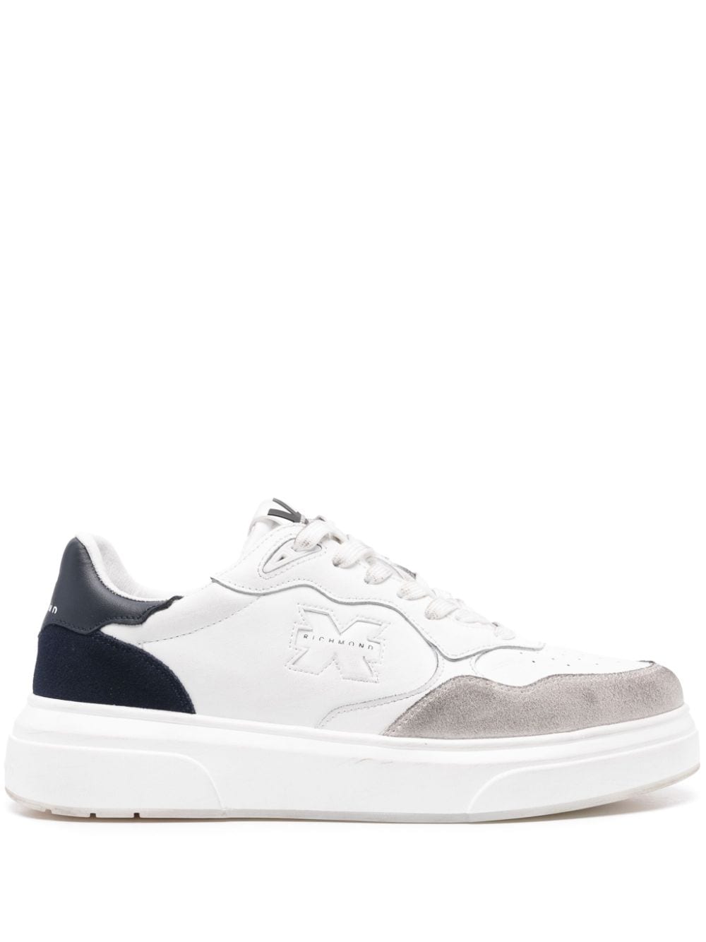 John Richmond Debossed Logo Leather Trainers In White