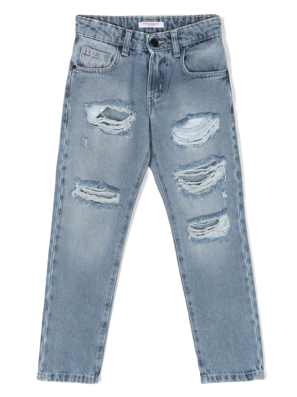 Paolo Pecora Kids' Distressed Slim-cut Jeans In Blue