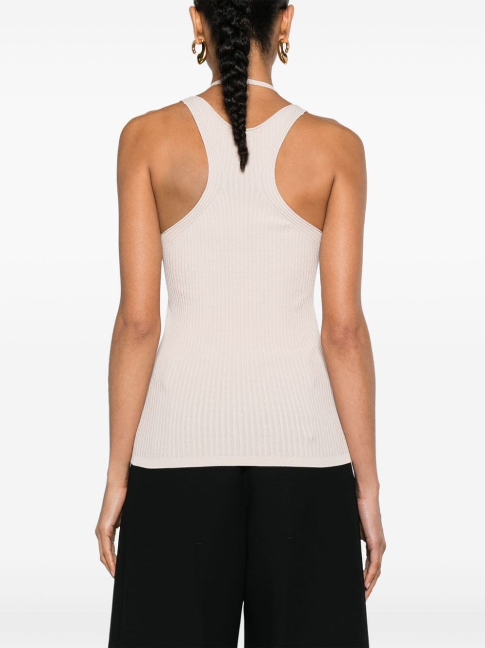 Shop Giorgio Armani Sleeveless Ribbed-knit Top In Pink