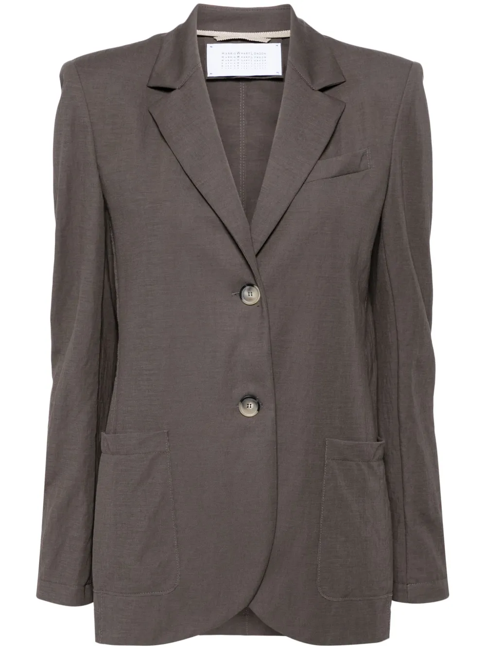 Harris Wharf London Shoulder-pads Single-breasted Blazer In Grey