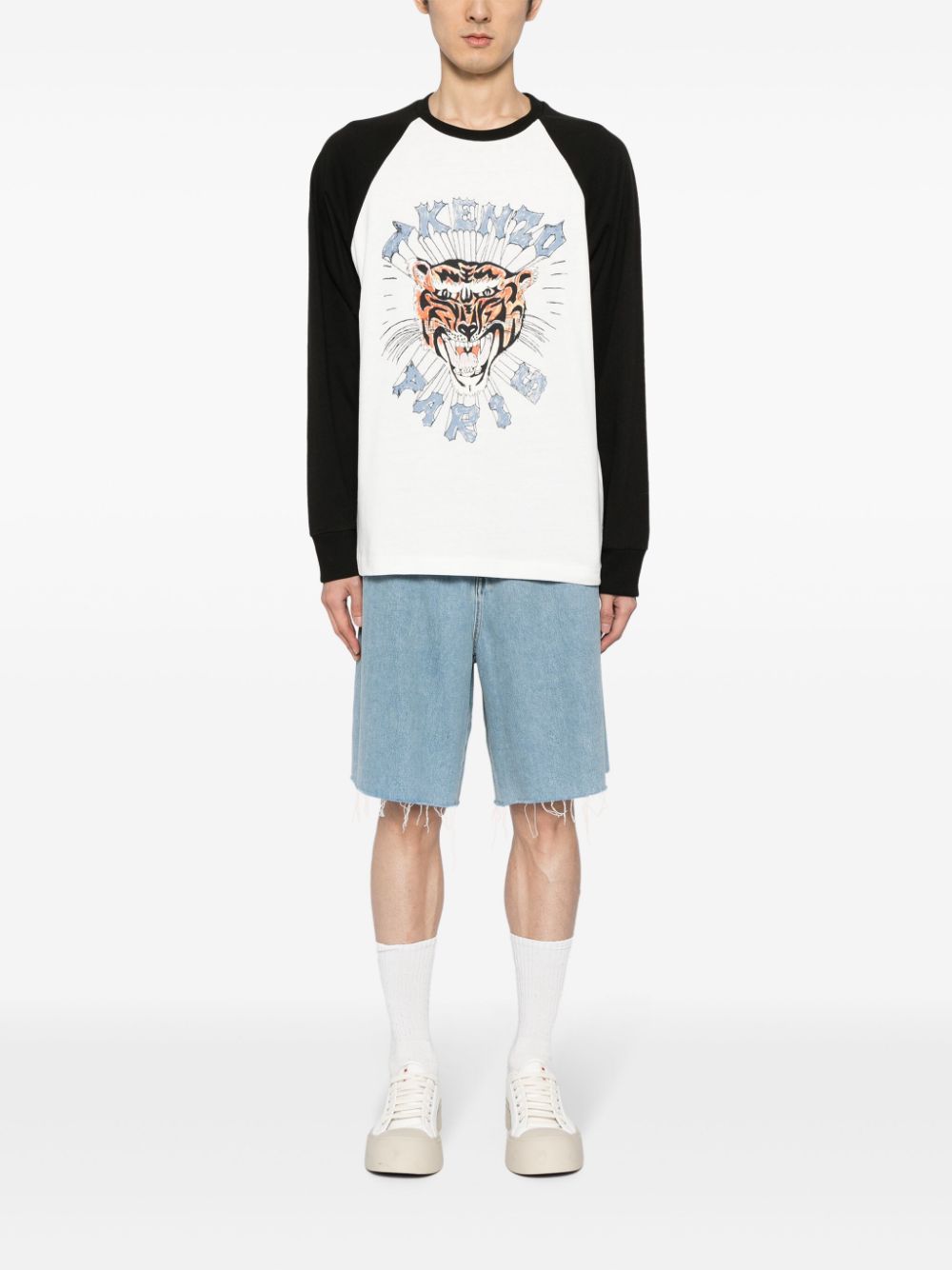 Shop Kenzo Tiger-print Raglan T-shirt In White