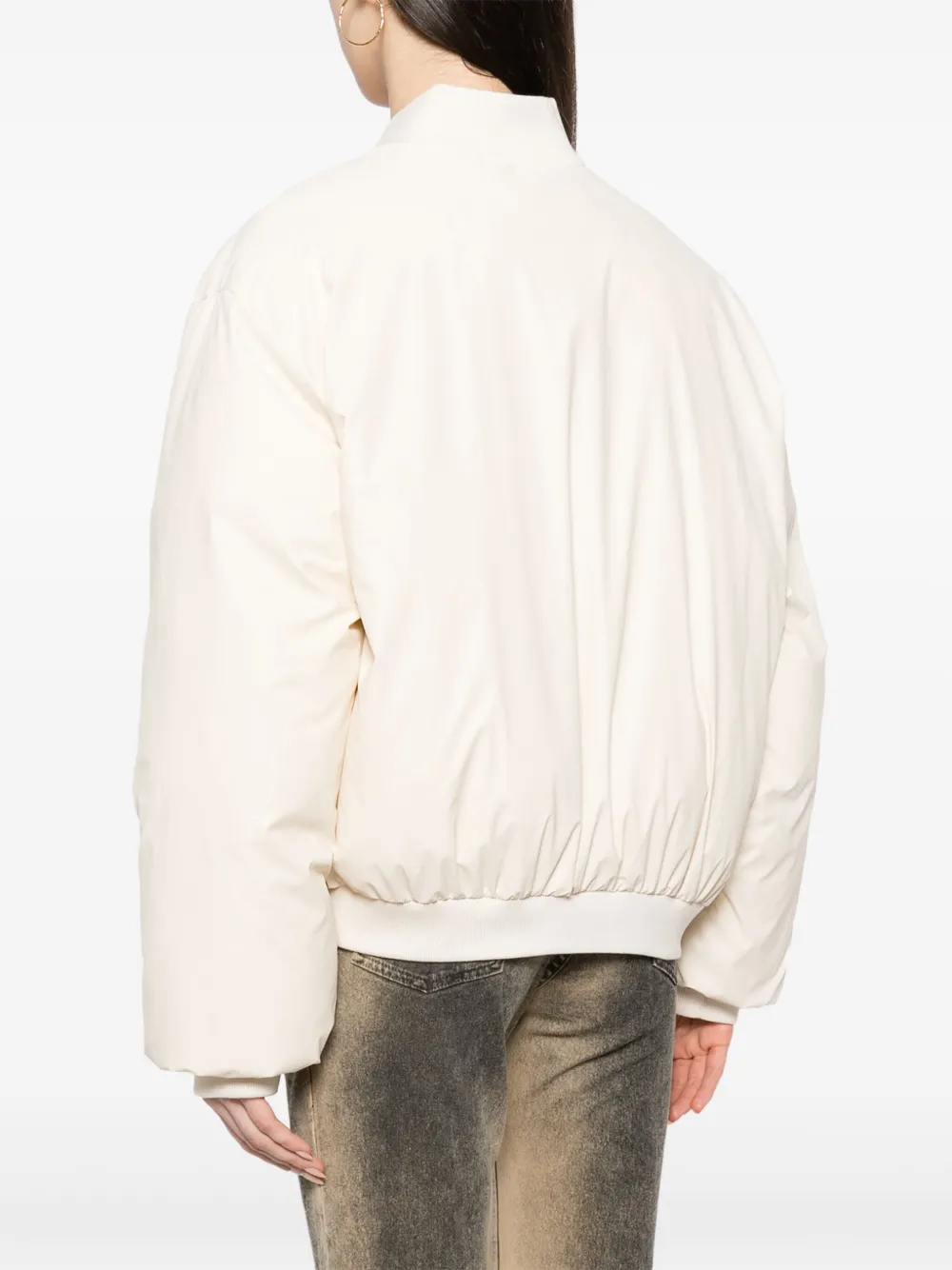 Shop Meotine Sol Puffer Bomber Jacket In Neutrals