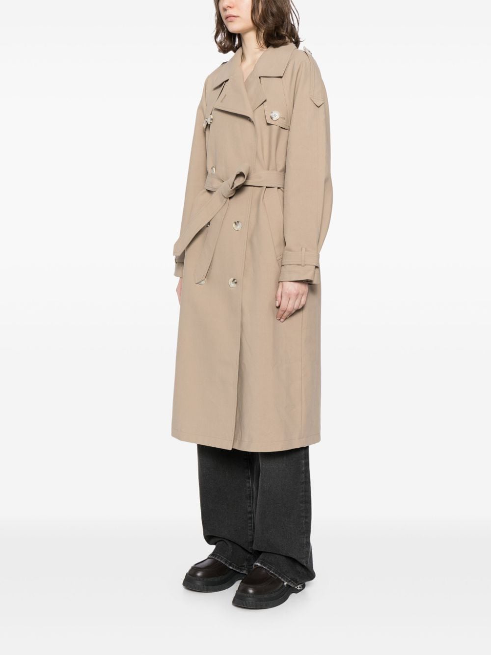 Shop Meotine Bobby Cotton-canvas Trench Coat In Brown