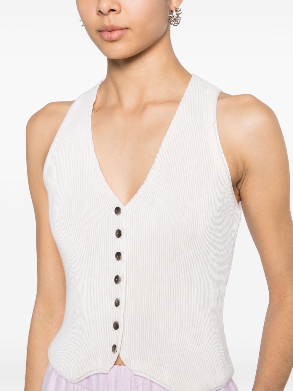 Shop Giorgio Armani Fine-ribbed Cashmere Vest In Neutrals