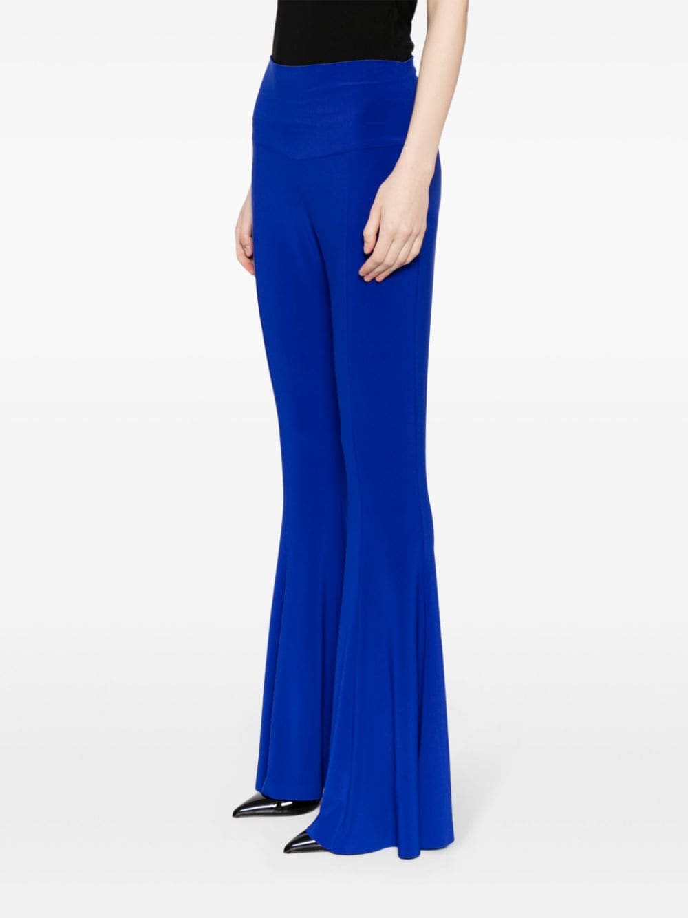 Shop Norma Kamali Fishtail High-waisted Trousers In Blue