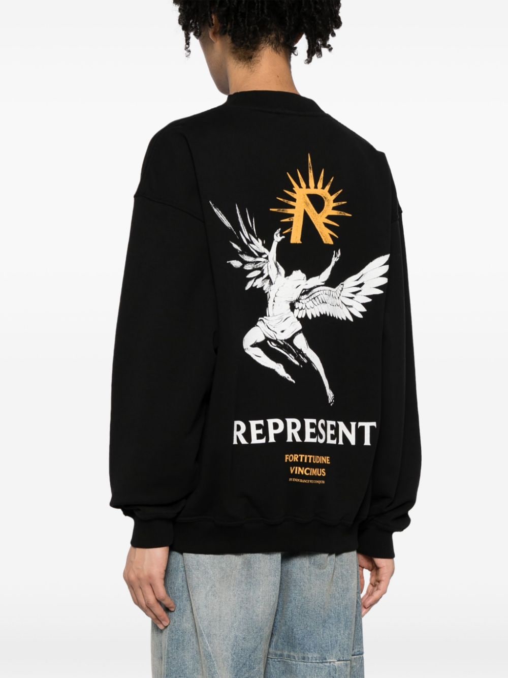 Shop Represent Icarus Cotton Sweatshirt In Black