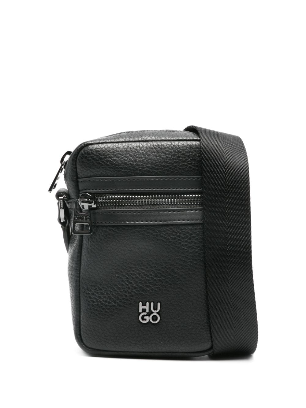 Hugo Logo-plaque Messenger Bag In Black