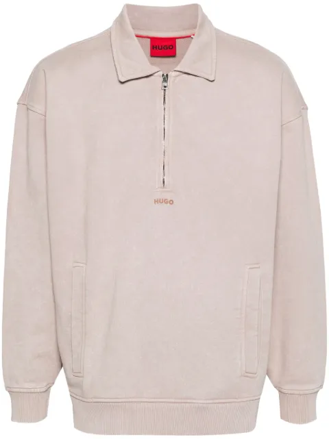 HUGO logo-rubberised cotton sweatshirt