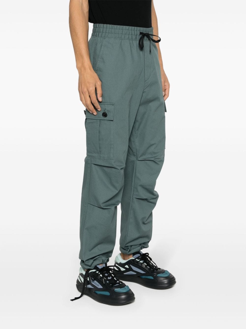Shop Hugo Ripstop Tapered Cargo Trousers In Grey