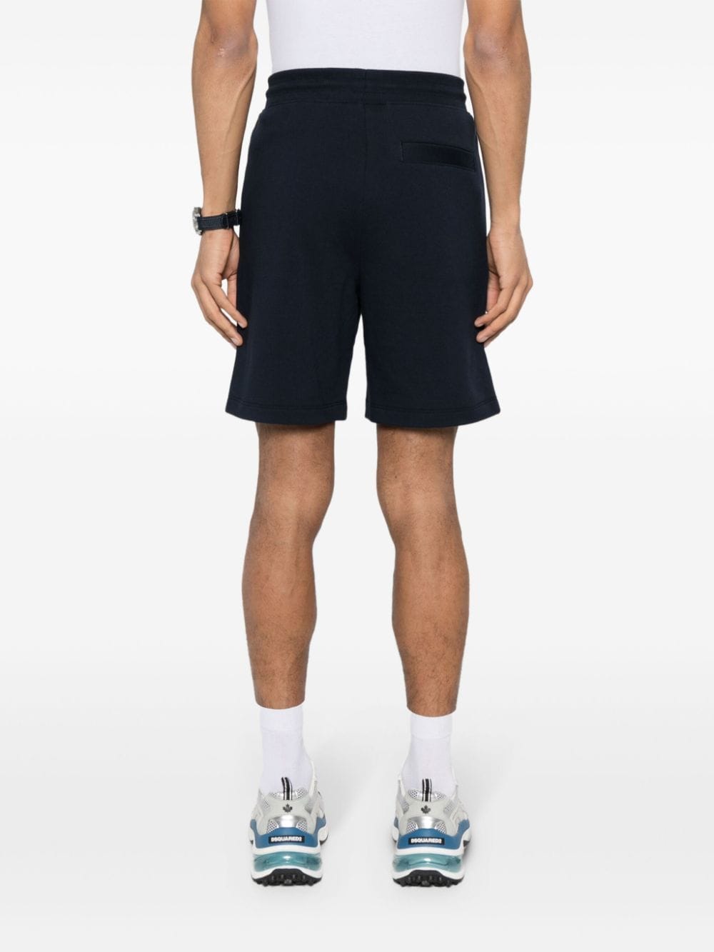 Shop Hugo Appliqué-logo Straight-leg Track Shorts In Blue