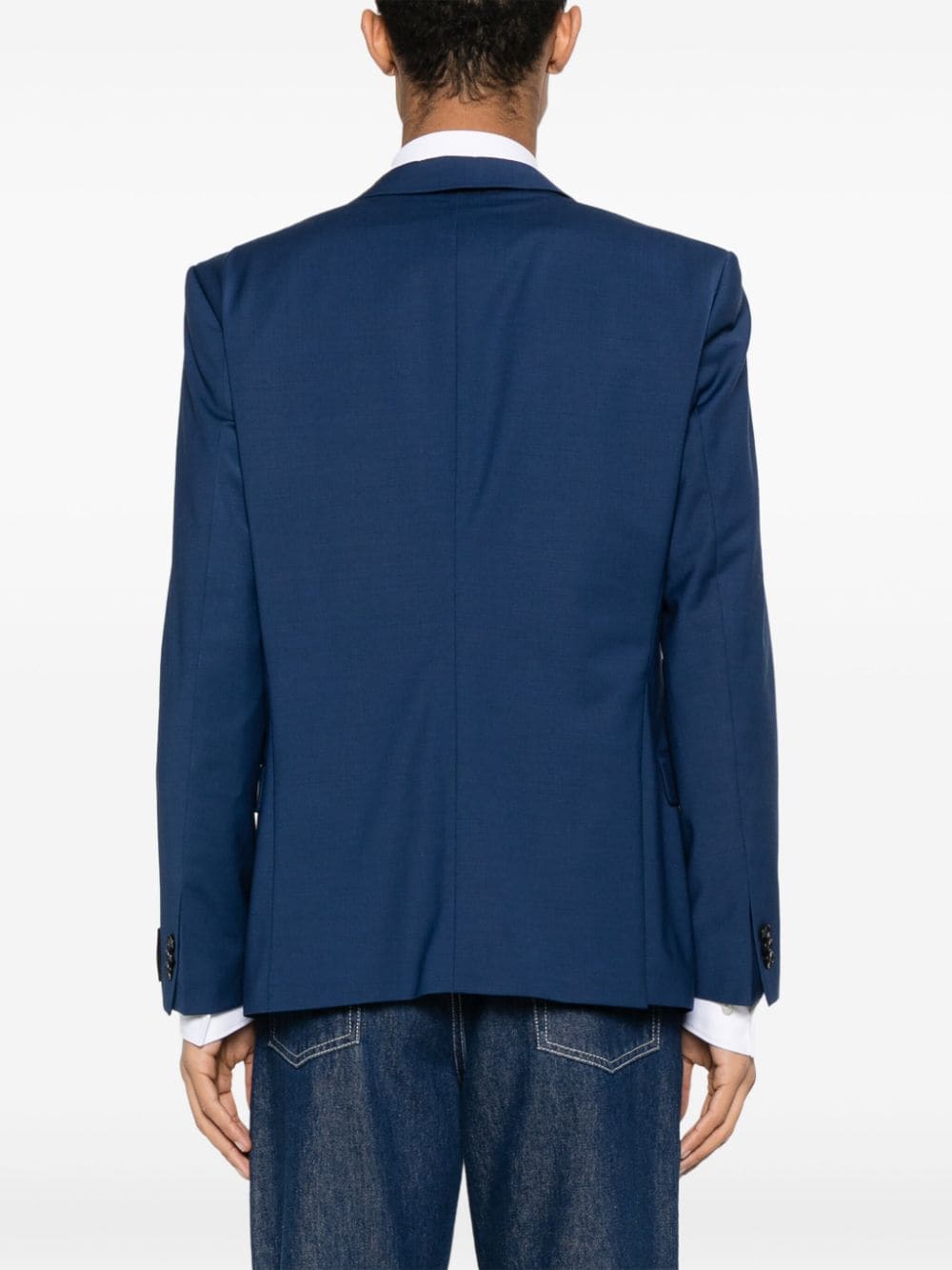 Shop Hugo Single-breasted Wool-blend Blazer In Blue