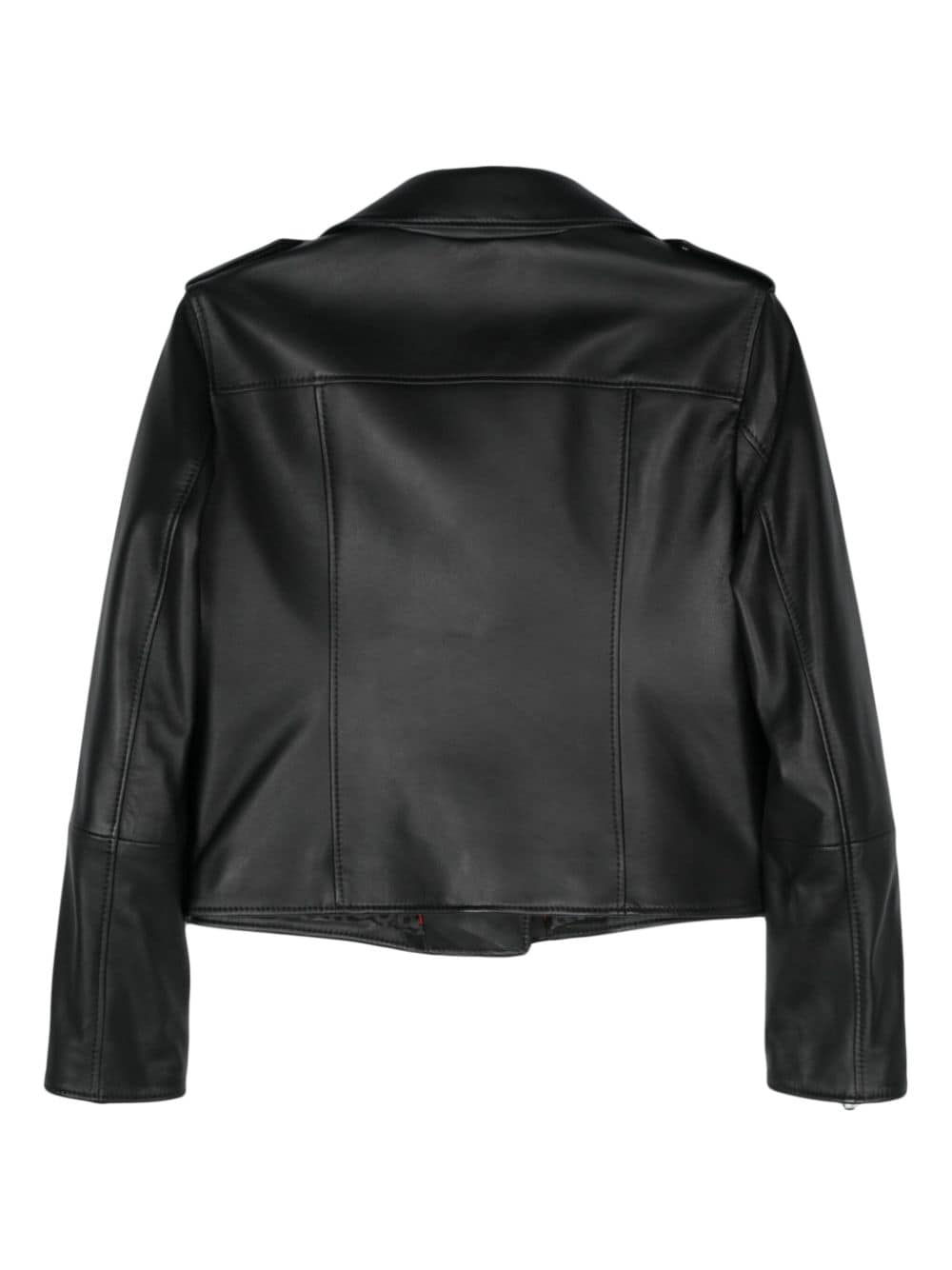 Shop Hugo Biker Leather Jacket In Black