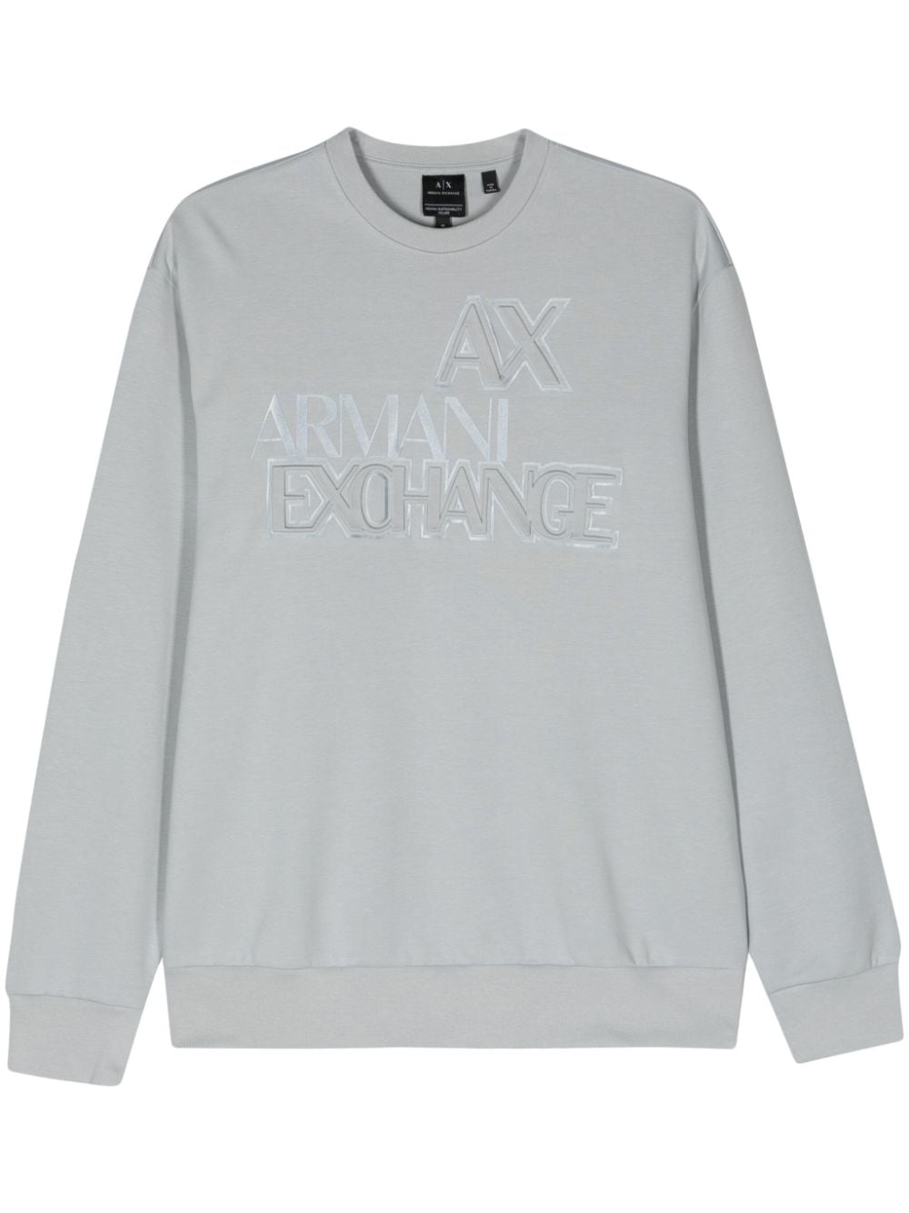 Armani Exchange Logo-appliqué Crew-neck Sweatshirt In Grey