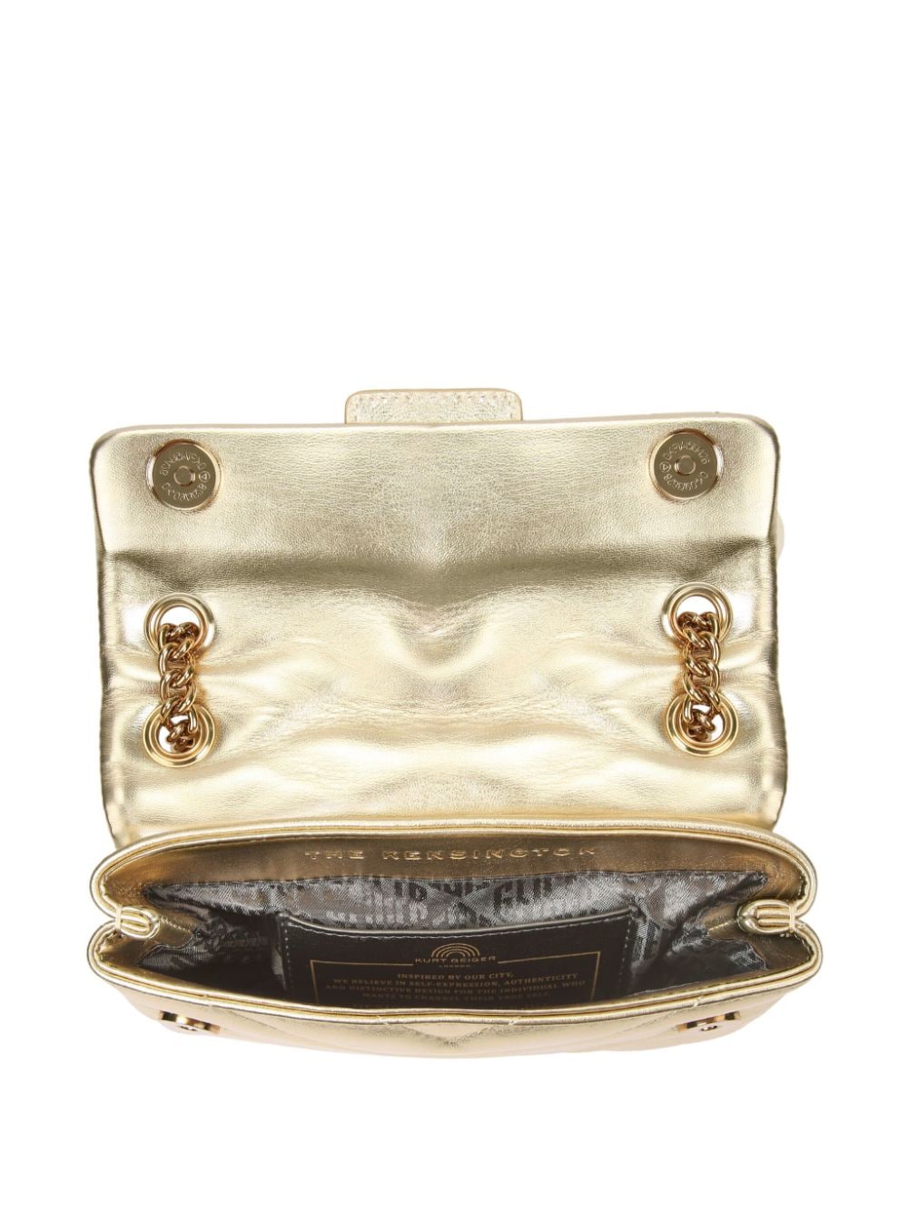 Shop Kurt Geiger Mini Kensigton Leather Crossbody Bag In Gold