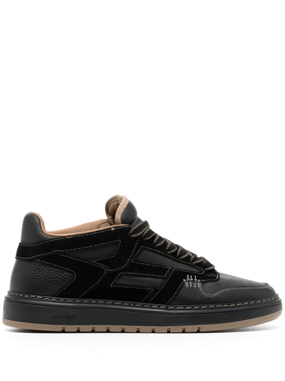 Represent Reptor Panelled Leather Trainers In Black