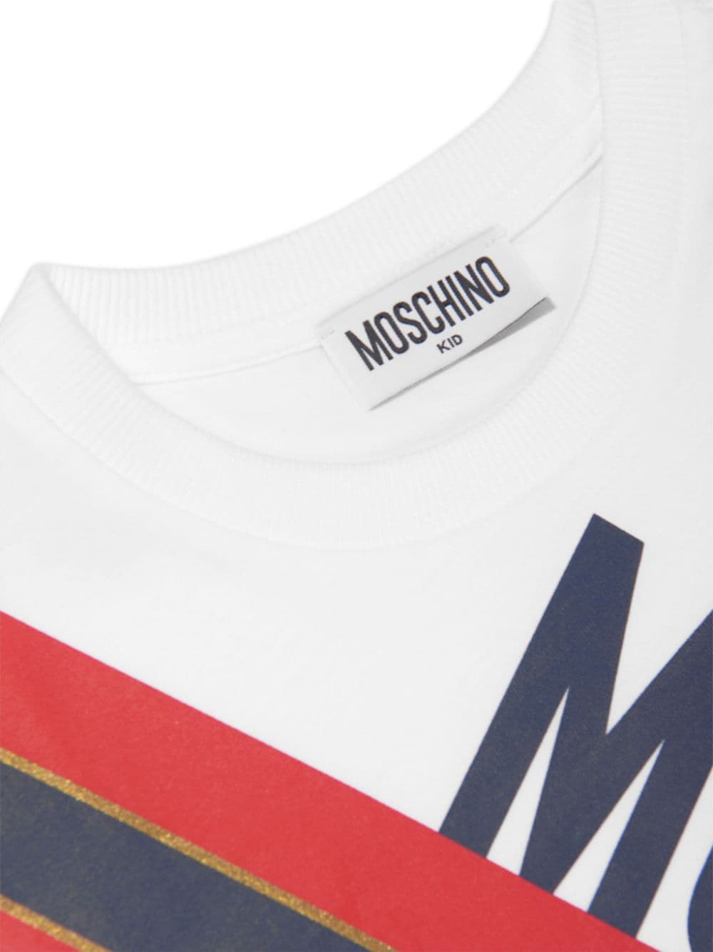 Moschino Kids Katoenen T-shirt met logoprint Wit