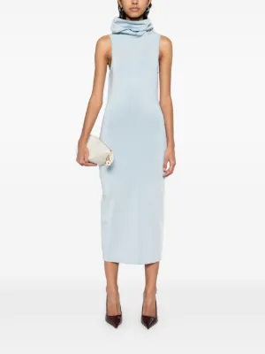 SALE【Alaia】Vネック ストライプ ミディドレス Alaïa 3D-Stripe Midi Dress | Luxury Designer Fashion