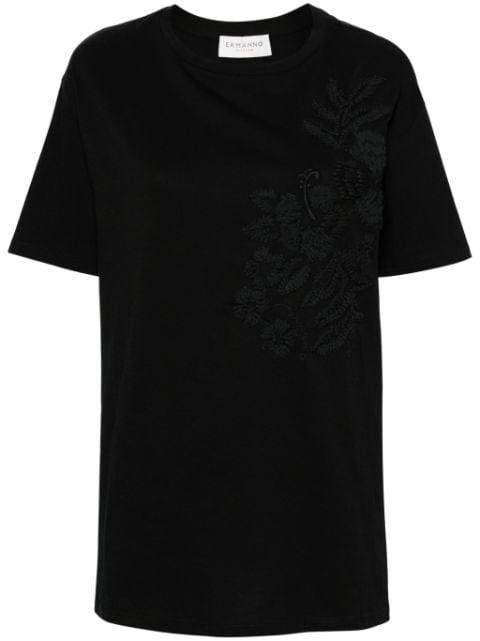 ERMANNO FIRENZE  floral-embroidered cotton T-shirt