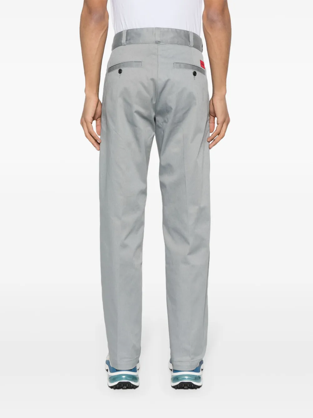 Shop Hugo Boss Pressed-crease Straight-leg Trousers In Grey