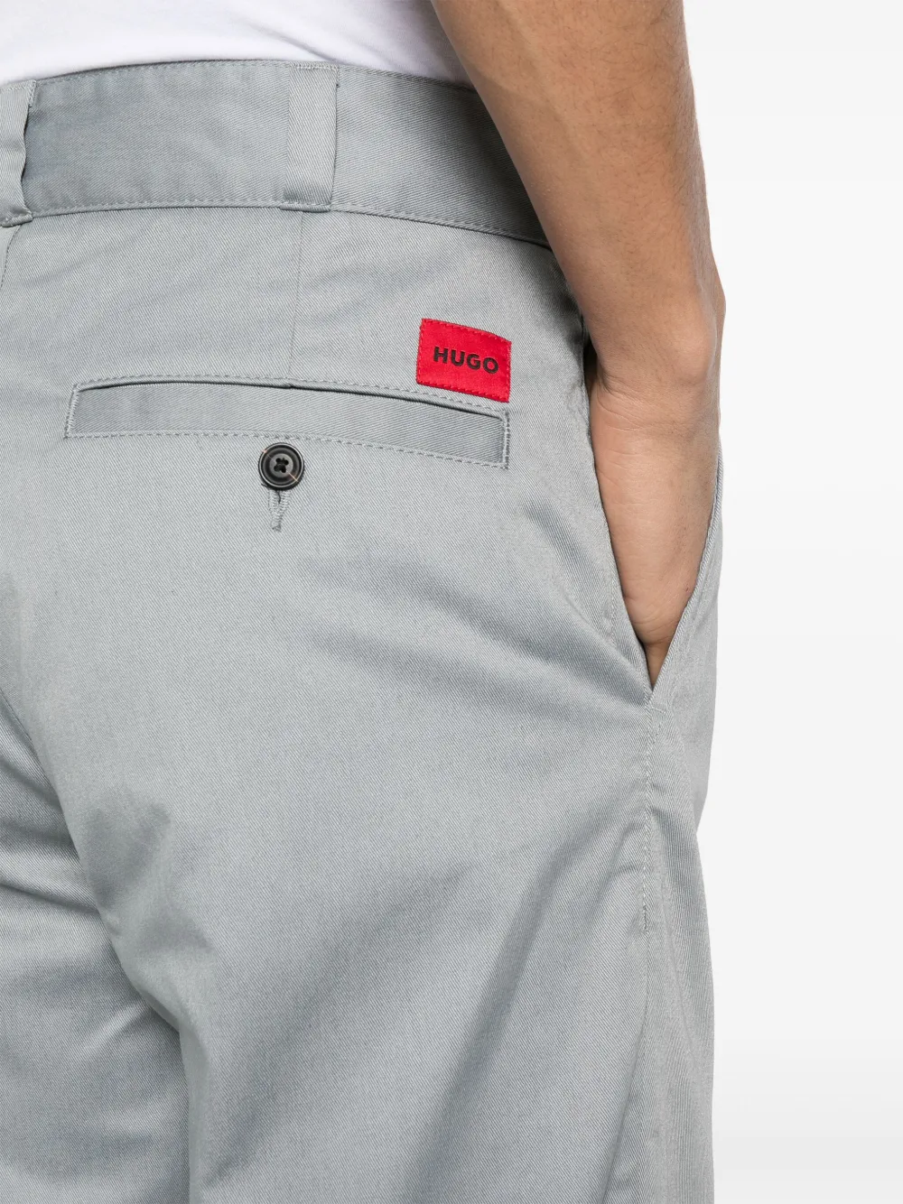 Shop Hugo Boss Pressed-crease Straight-leg Trousers In Grey