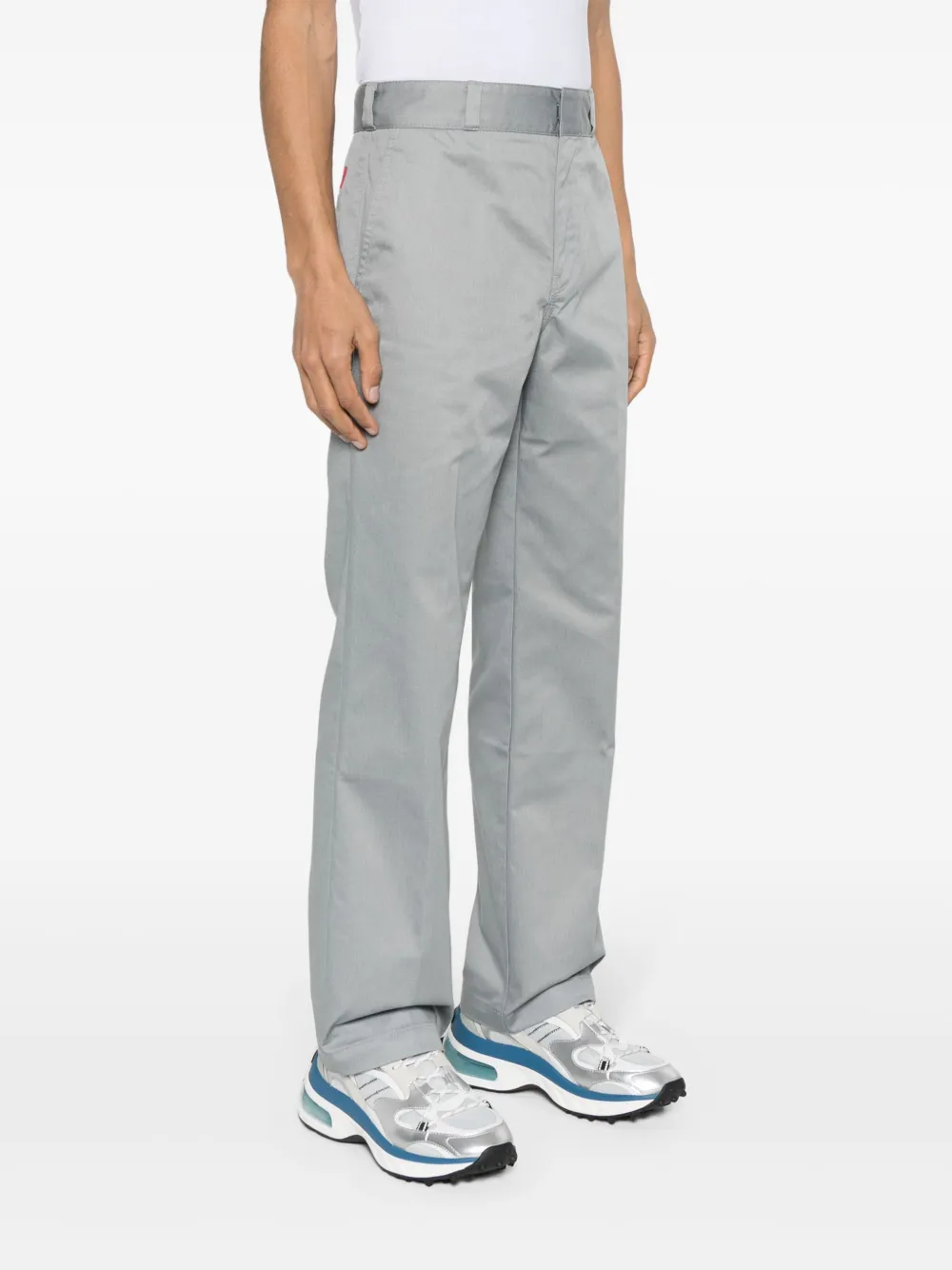 Shop Hugo Boss Pressed-crease Straight-leg Trousers In Grey