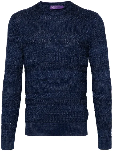 Ralph Lauren Purple Label Gehäkelter Pullover mit Rundhalsausschnitt