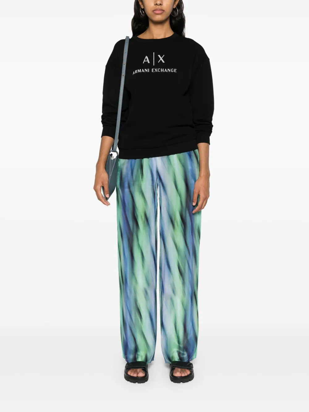 Armani Exchange Sweater met geborduurd logo - Zwart