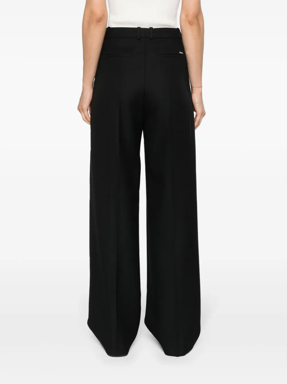 BOSS Broek met geplooid detail Zwart
