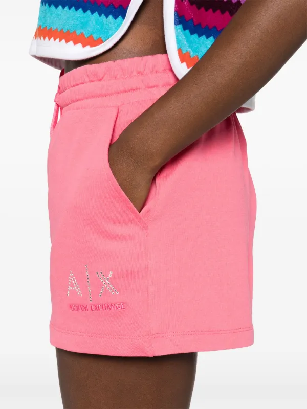 Armani Exchange rhinestone-logo Cotton Shorts | Pink | FARFETCH