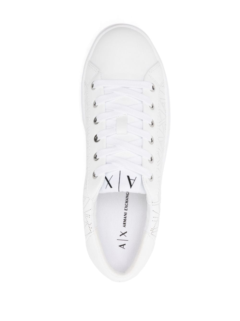 Shop Armani Exchange Logo-pattern Perforated Sneakers In White
