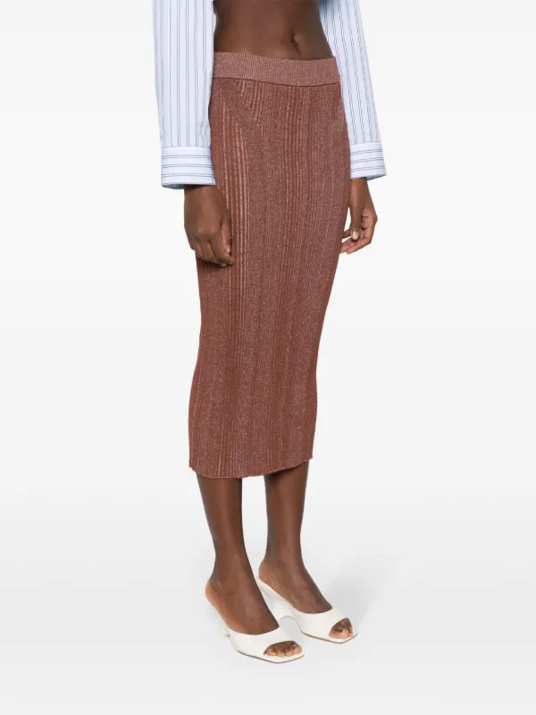 BOSS ribbed-knit Pencil Skirt Brown FARFETCH