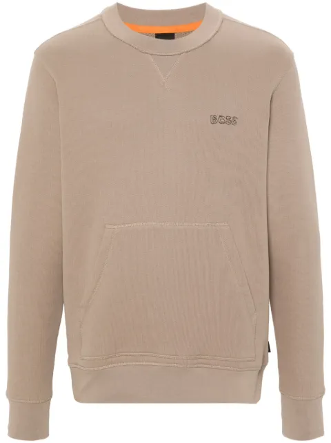 BOSS logo-embroidered cotton sweatshirt