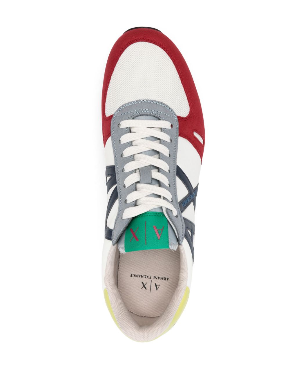 Shop Armani Exchange Logo-debossed Multi-panelled Sneakers In Neutrals