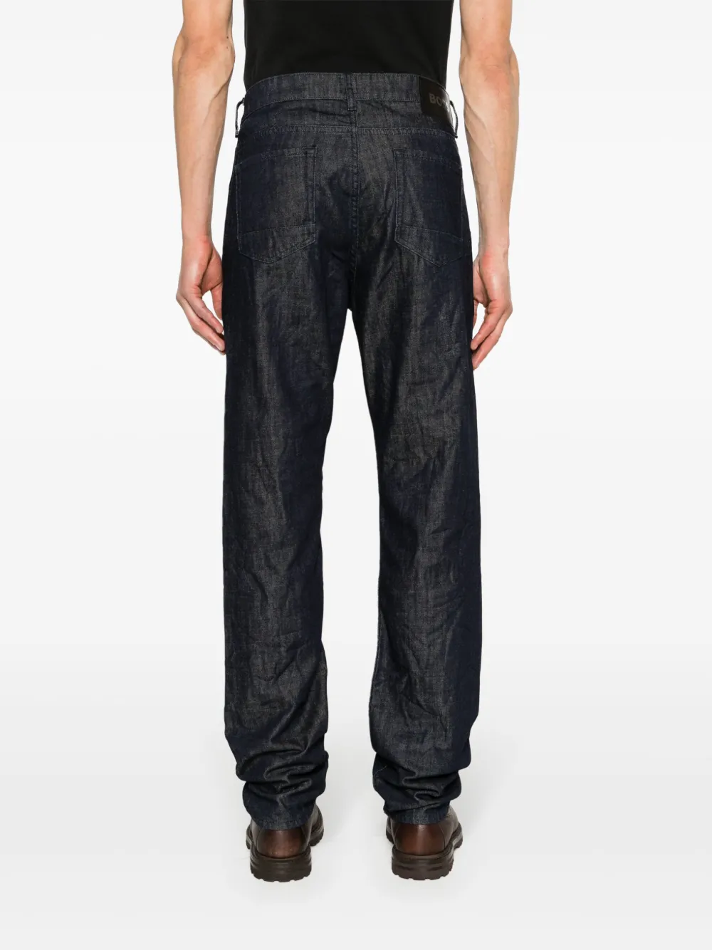 BOSS Mid waist straight jeans Blauw