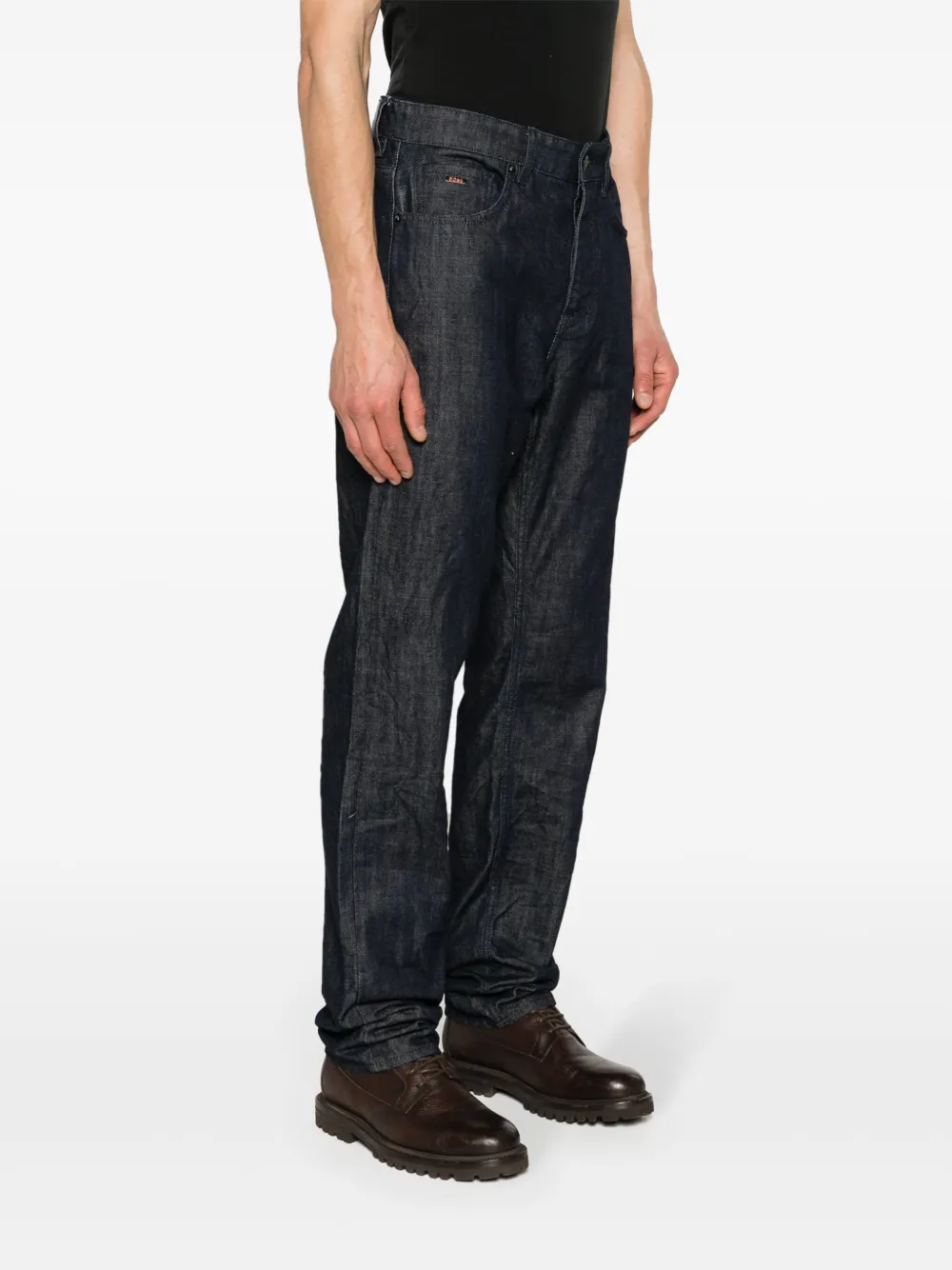 BOSS Mid waist straight jeans Blauw