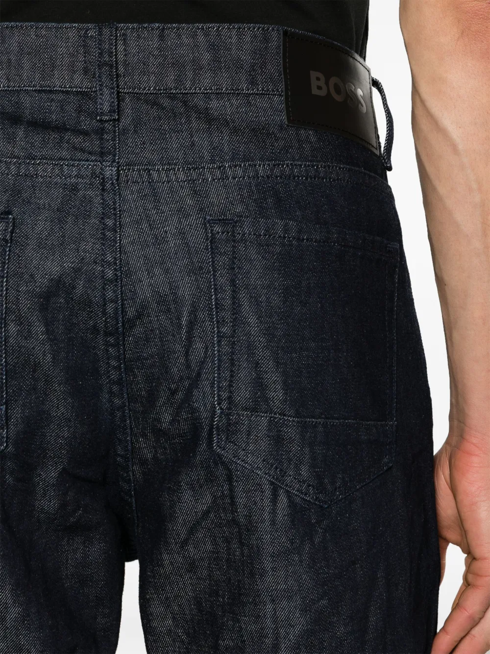 BOSS Mid waist straight jeans Blauw