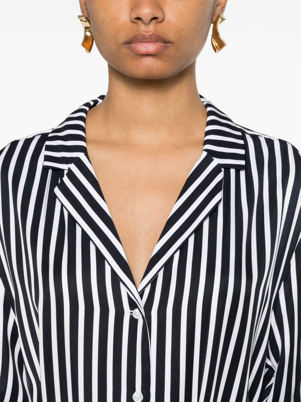 Shop Tommy Hilfiger Striped Midi Shirt Dress In Black