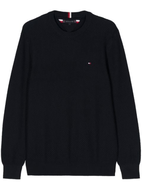 Tommy Hilfiger embroidered-logo honeycomb knit jumper