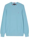 Tommy Hilfiger embroidered-logo honeycomb knit jumper - Blue