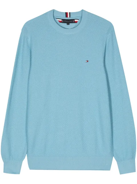 Tommy Hilfiger embroidered-logo honeycomb knit jumper
