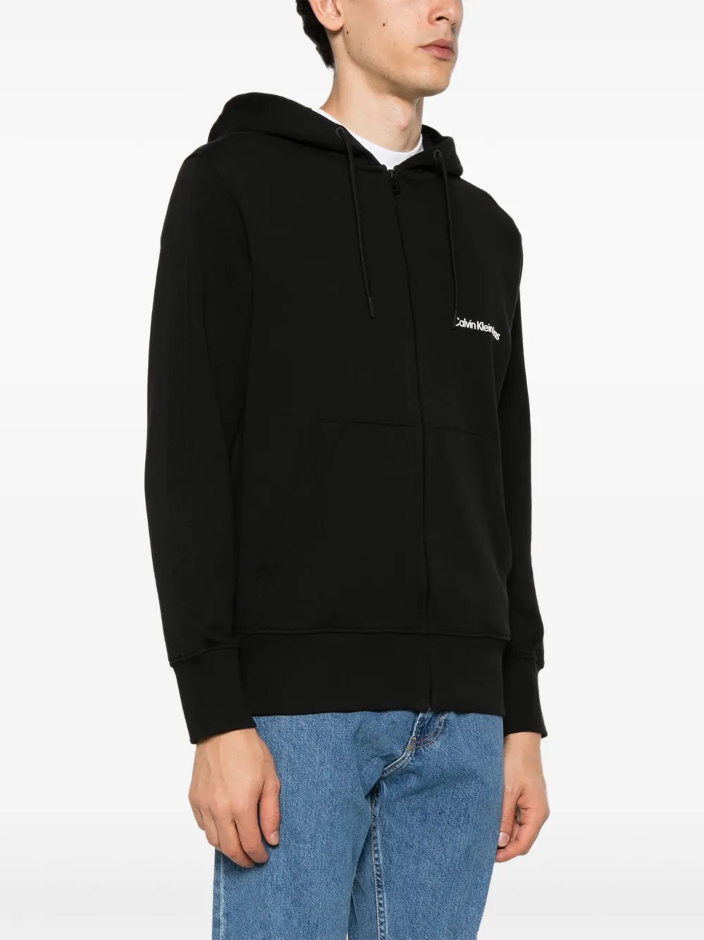 Calvin Klein Jeans Hoodie met logoprint en rits Zwart