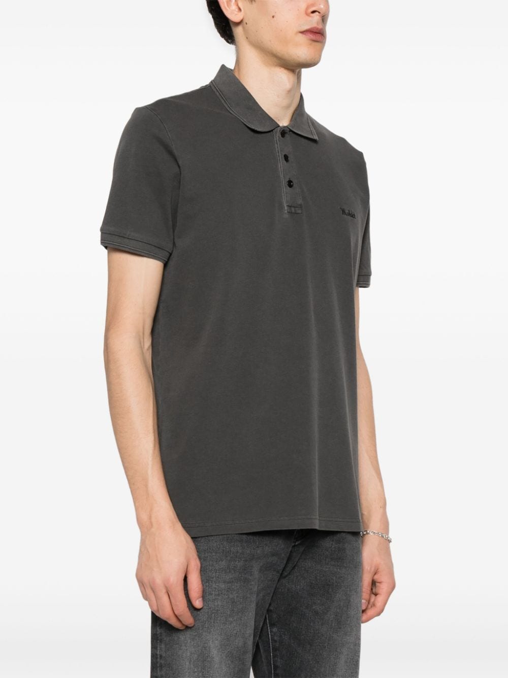 Shop Woolrich Logo-embroidered Polo Shirt In Black