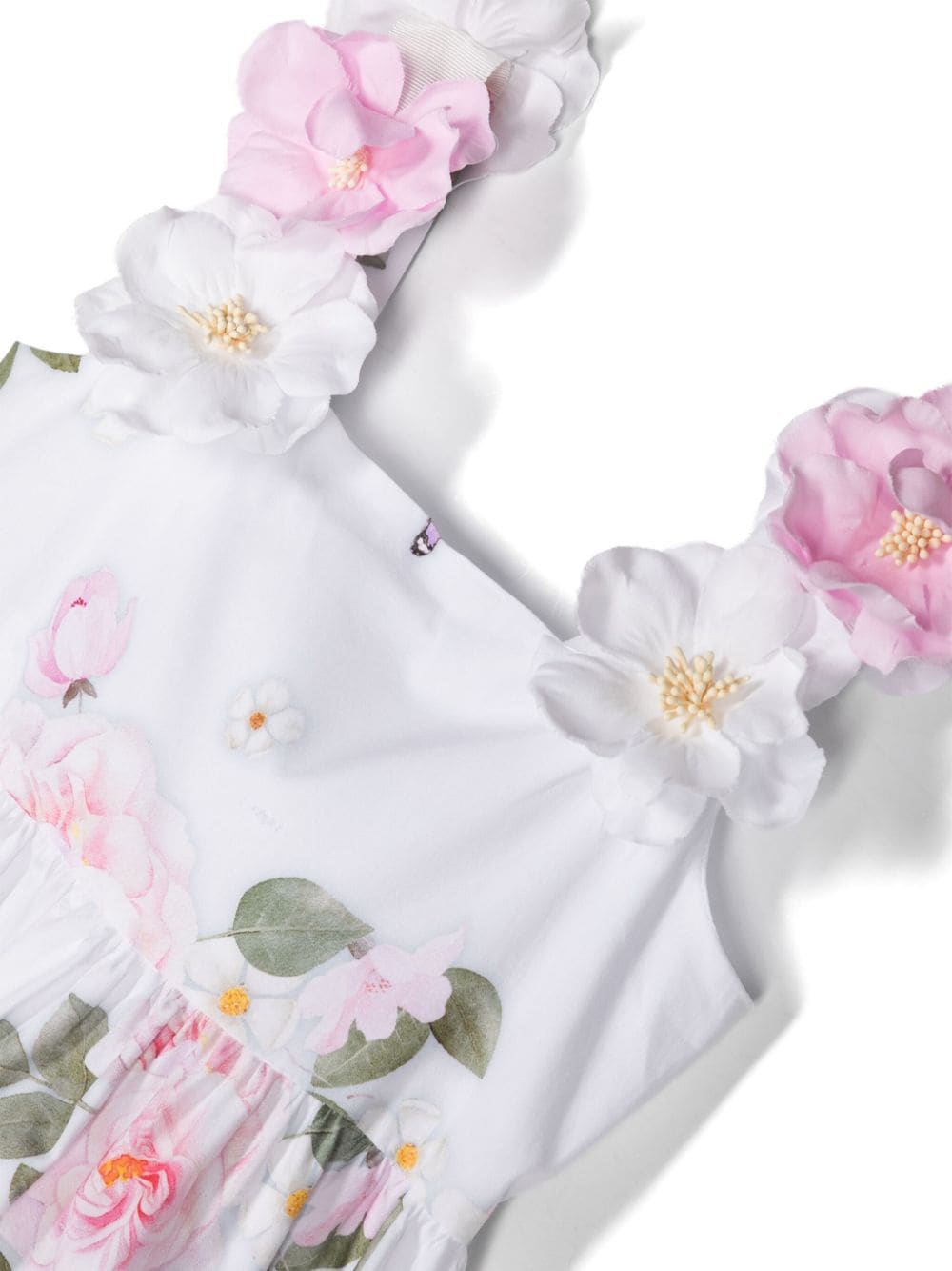 Monnalisa Katoenen jurk met bloemenprint Wit