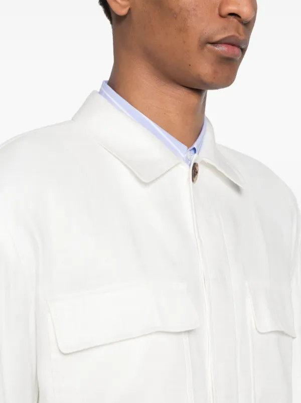 <美品>LARDINI シルク100% 春夏 ホワイト ジャケット サイズ42 Lardini シャツジャケット | ホワイト | FARFETCH JP
