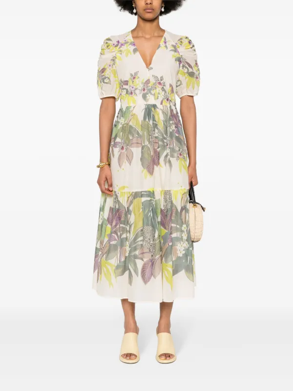 TWINSET jungle-print Muslin Dress | Green | FARFETCH BN